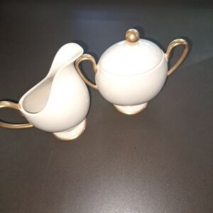 Franciscan White and Gold Creamer and Sugar Set